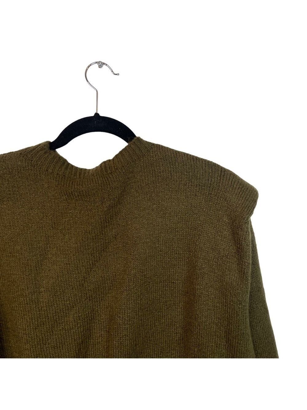 MNG Mango Green Knit Wool Blend Long Sleeve Crew Neck Sweater Size Medium - Picture 9 of 16